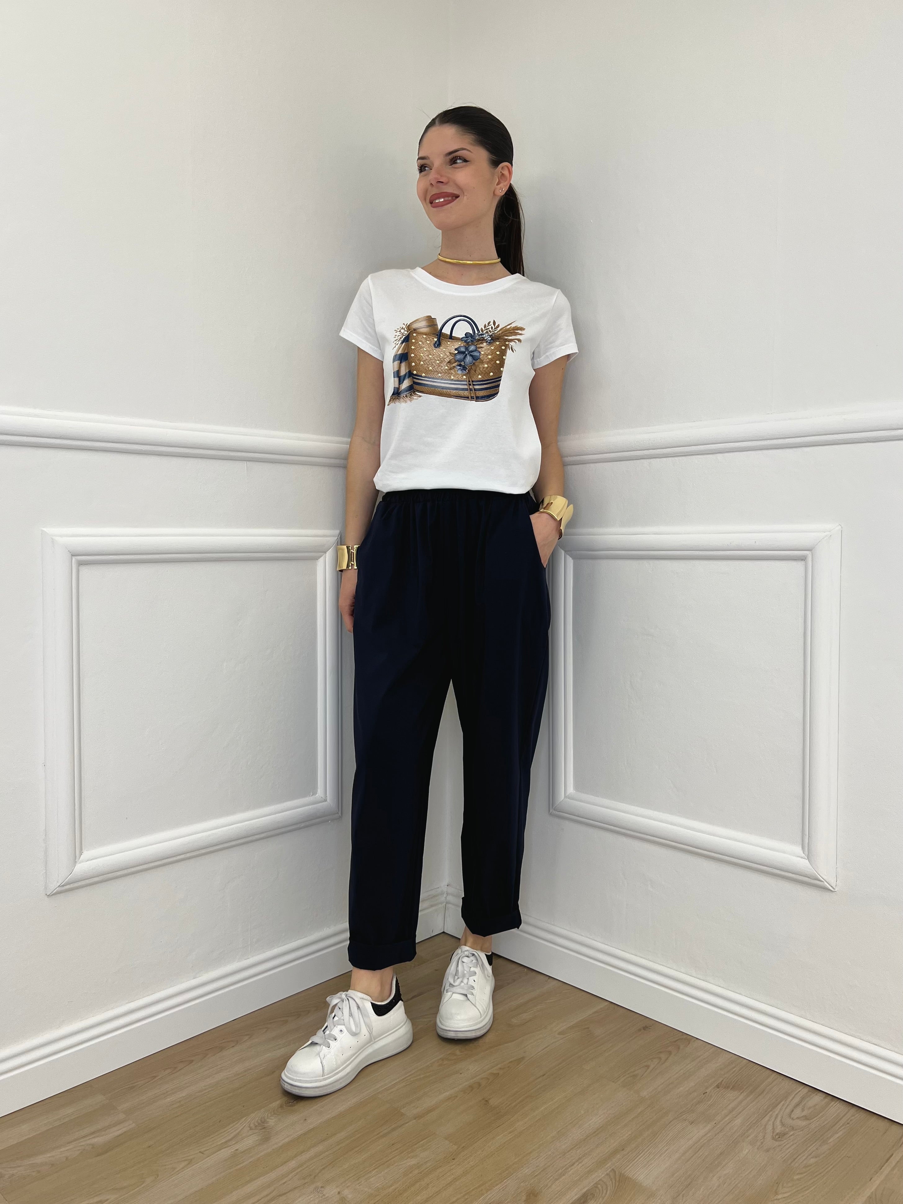 Pantalone Baggy Viscosa 2815 Blu