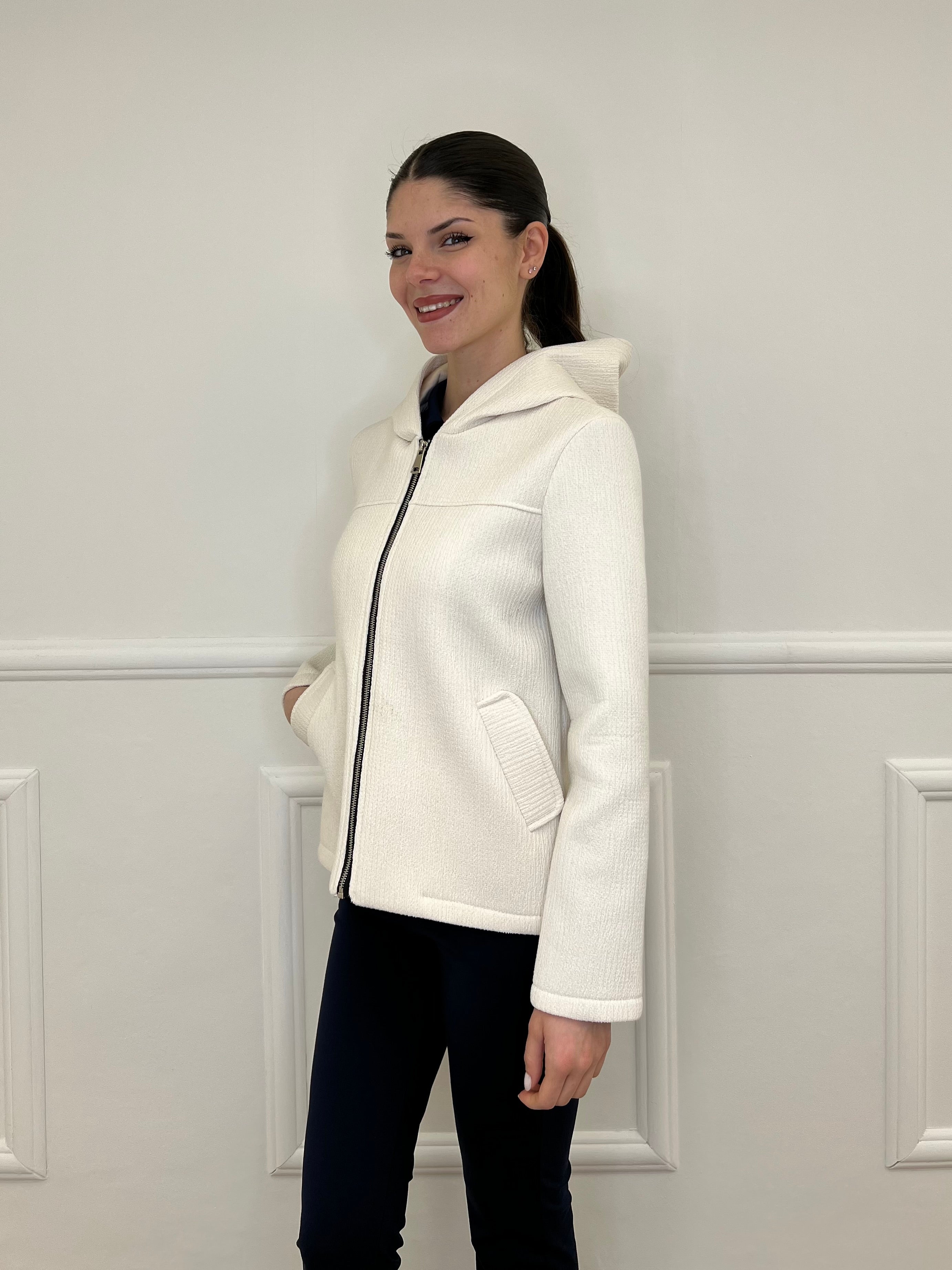 Giacca Neoprene Zip 26087 Panna