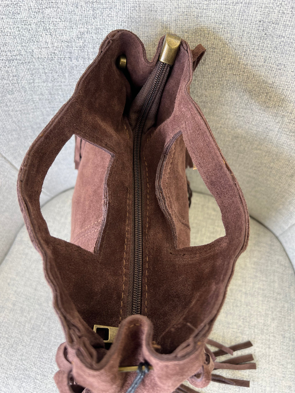 Borsa Vera Pelle Frange Manico VPF004