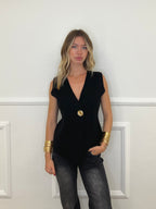 Gilet Asimmetrico in Maglia 5410 Nero