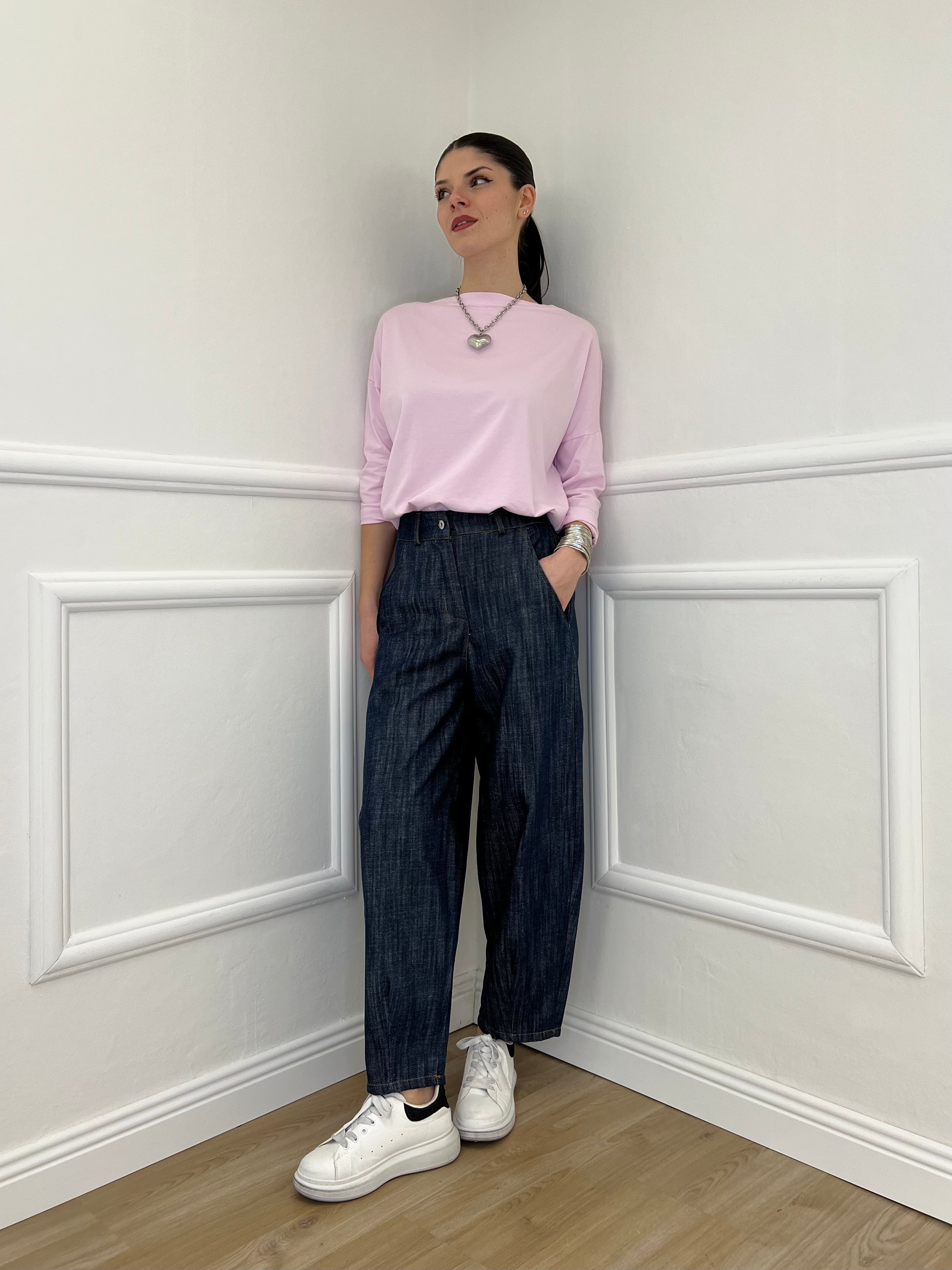 Pantalone Balloon Chambray A8028 Blu