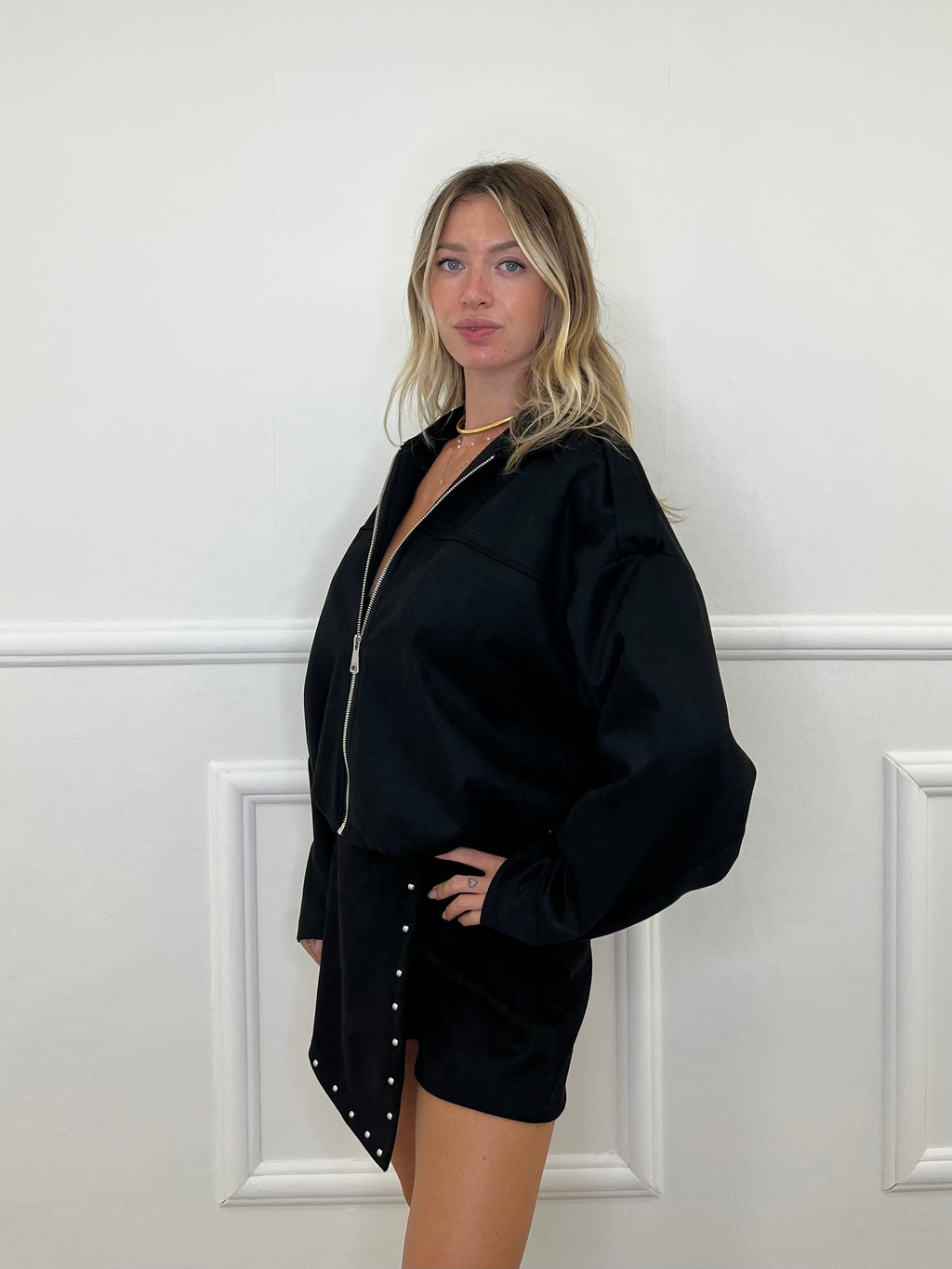 Bomber Scamosciato D28021 Nero