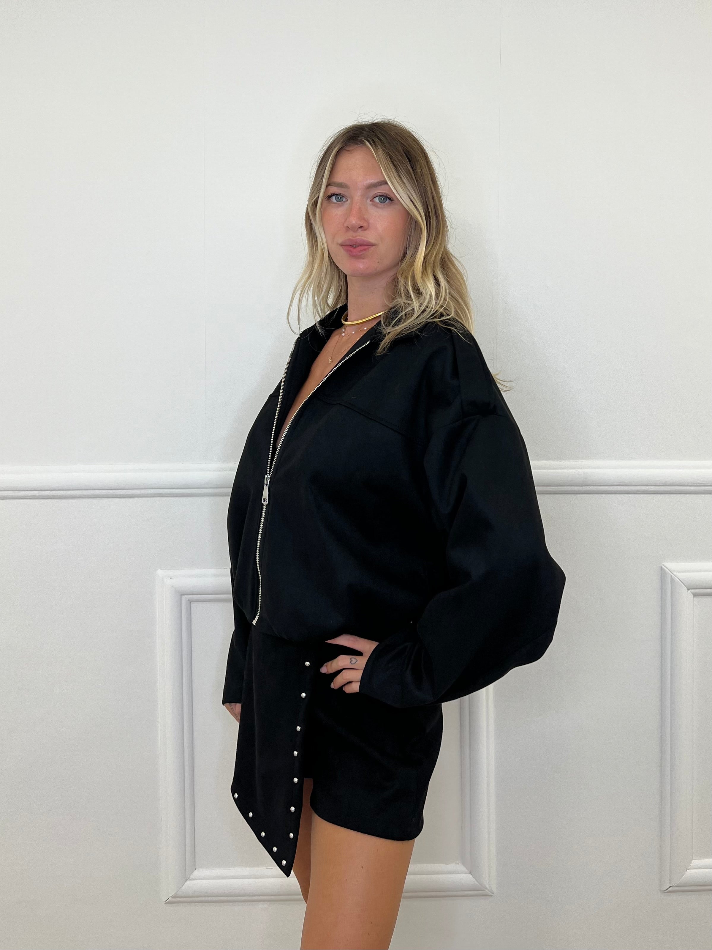 Bomber Scamosciato D28021 Nero