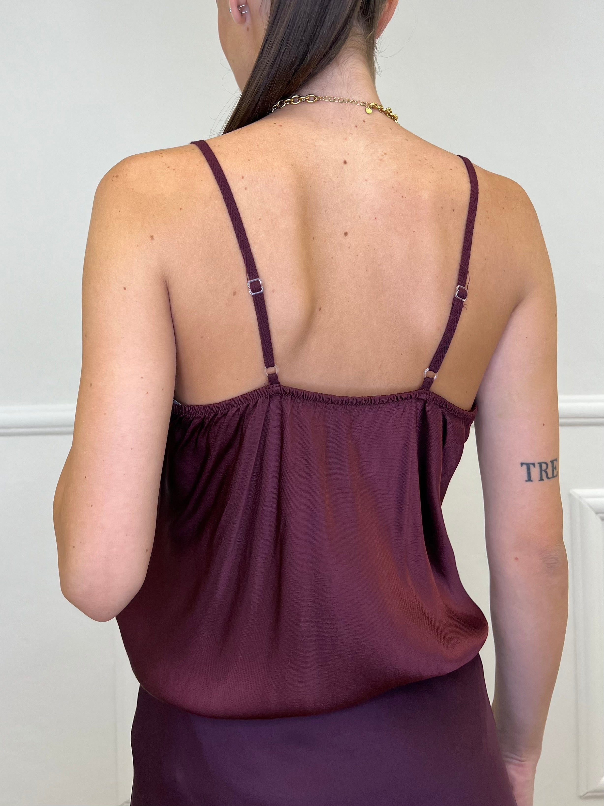 Top Raso con Pizzo 80228 Burgundy