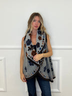 Poncho Gilet Suzani Doubleface 67041 Grigio