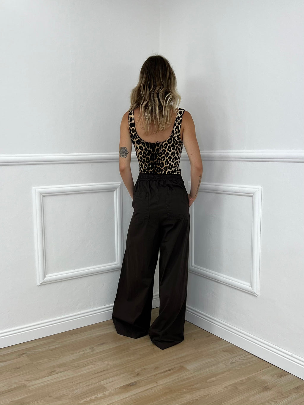Pantalone a Palazzo Cotone 826121 Marrone