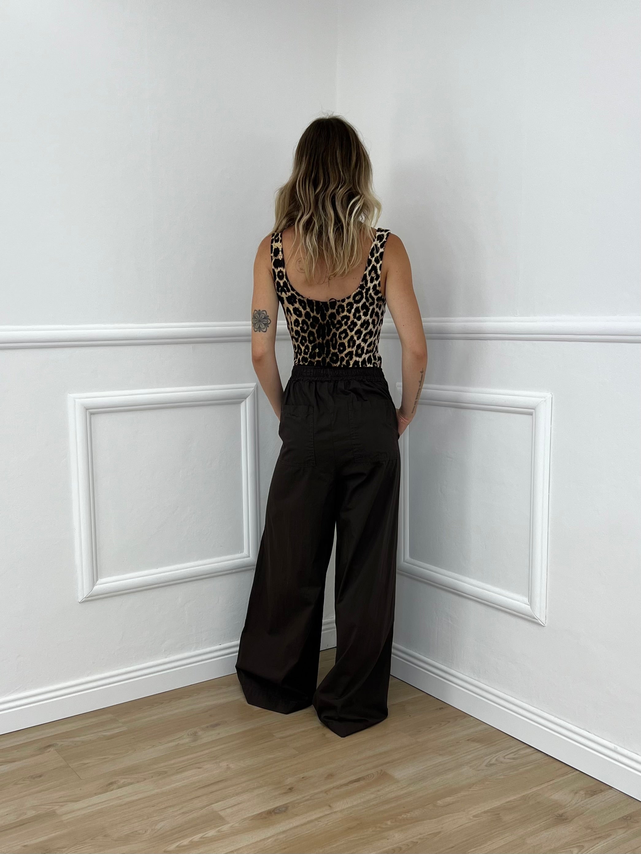 Pantalone a Palazzo Cotone 826121 Marrone