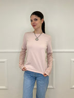T-Shirt Con Maniche In Pizzo T10575 Rosa
