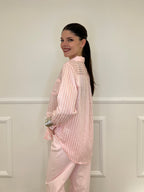 Camicia Tencel Spalmata a Righe 25802 Rosa
