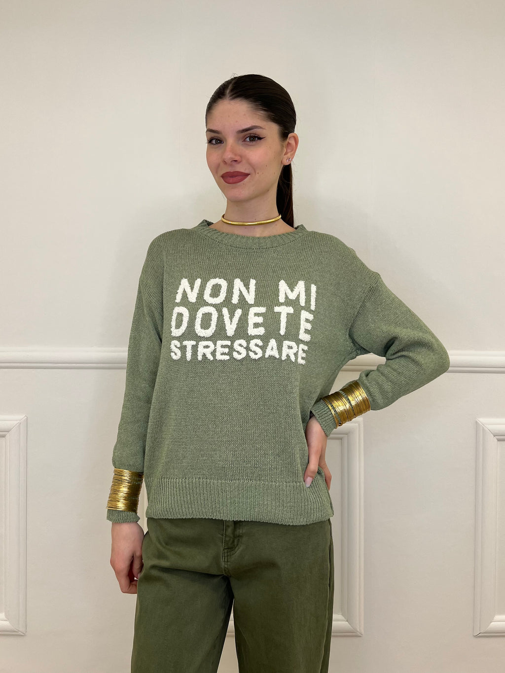 Maglia "Non Mi Dovete Stressare" 3695 Verde Mela