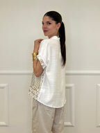Camicia Ricami Lurex 18090 Bianco