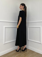 Abito Lungo Con Tasche Lumina L7728 Nero