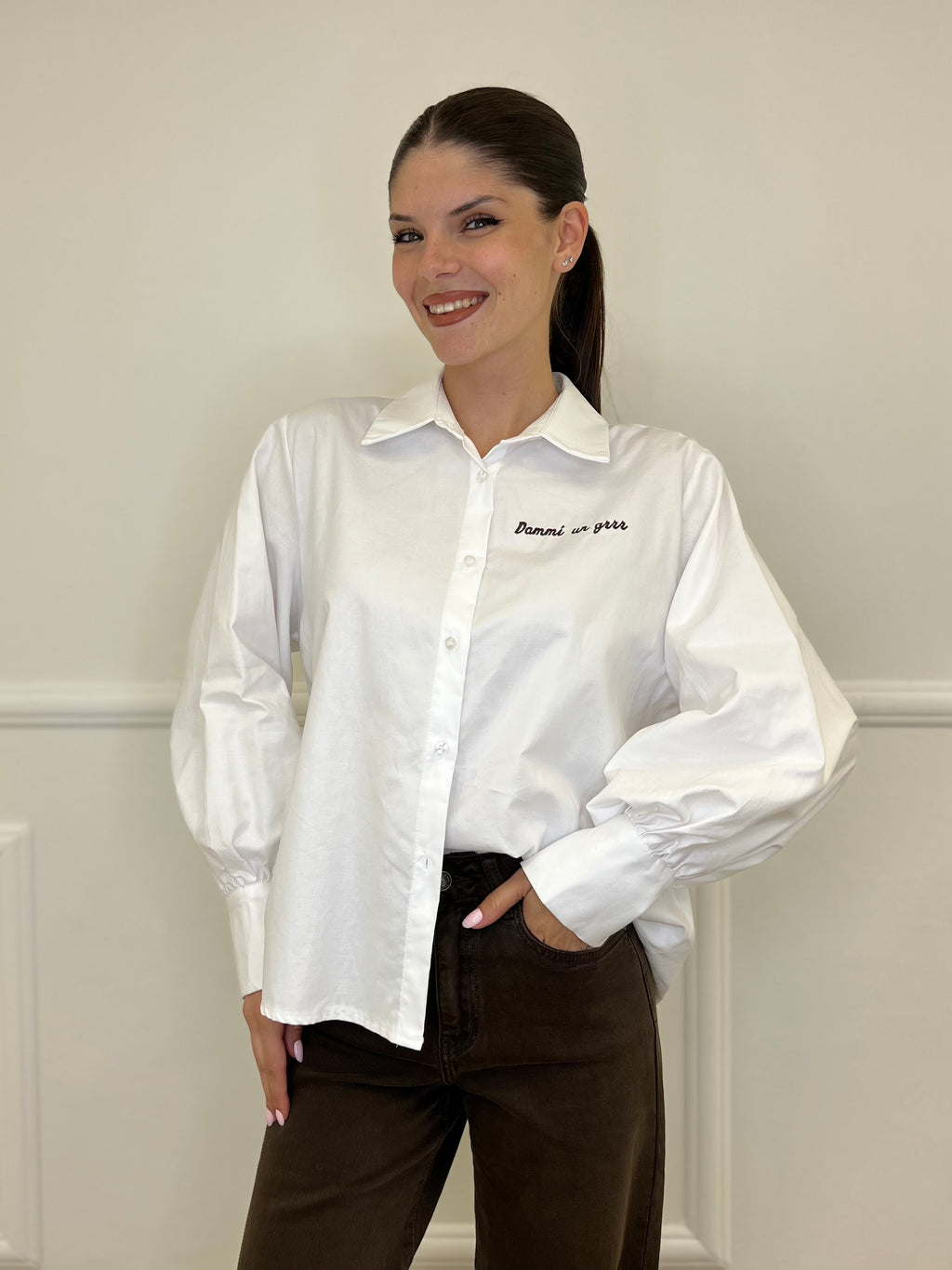 Camicia Dammi un Grrr 27598 Bianco - Bazar Abbigliamento