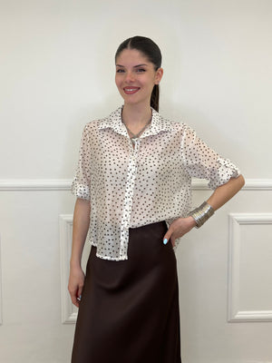 Camicia Tencel Pois 26031 Bianco