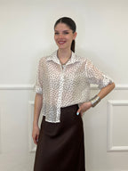 Camicia Tencel Pois 26031 Bianco