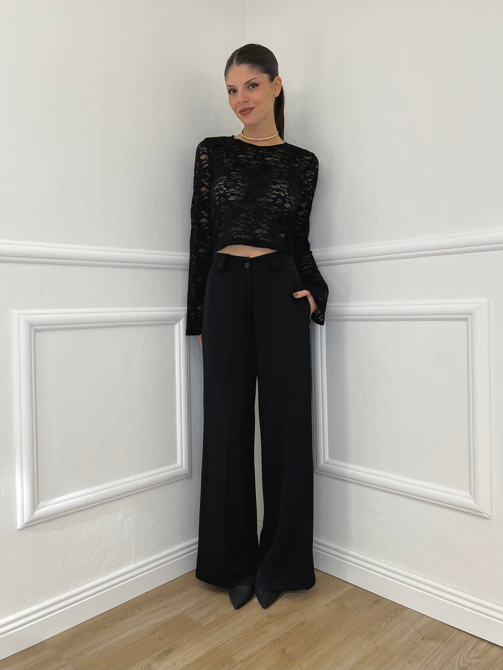 Pantalone Fluido 7229 Nero