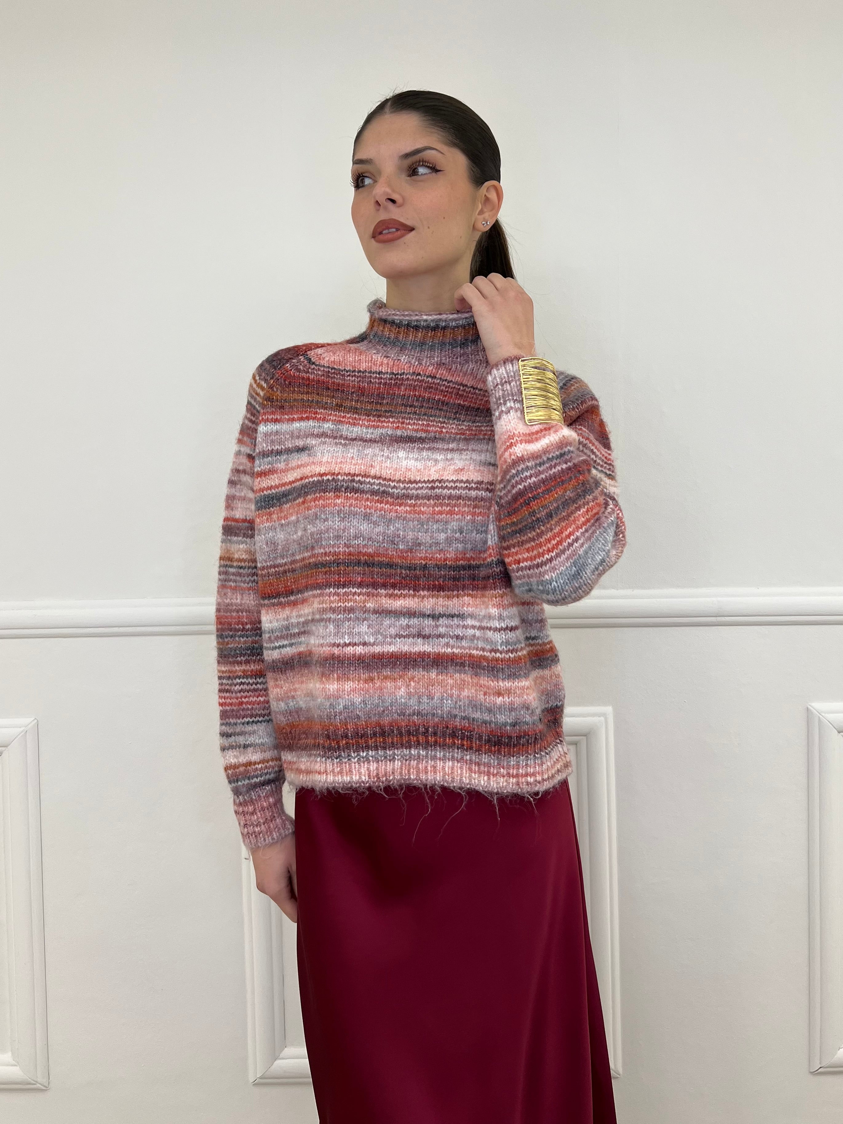 Maglia Vulcano Multicolor 25206 Burgundy