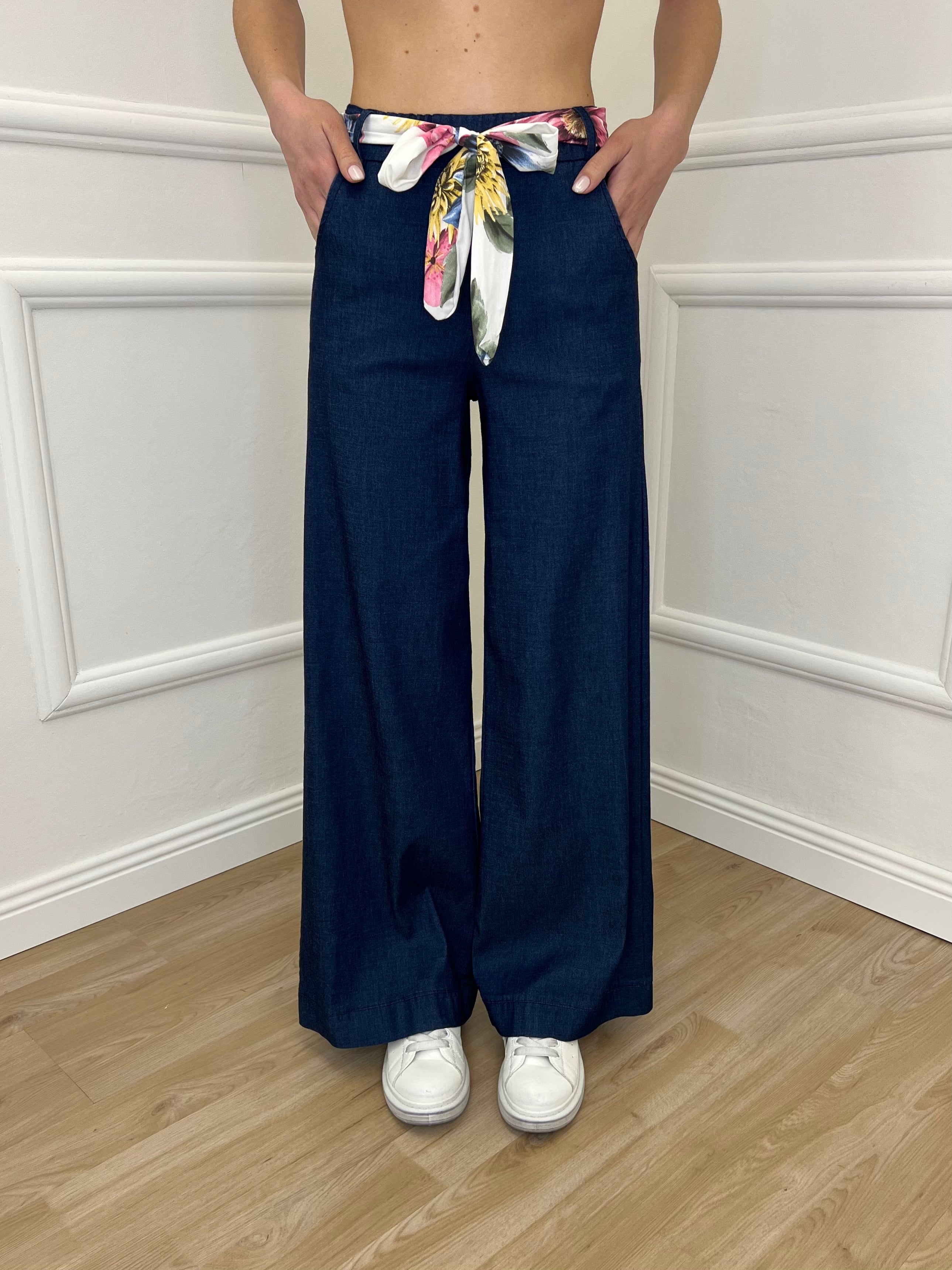 Pantalone Chambray Fusciacca 1476 Blu