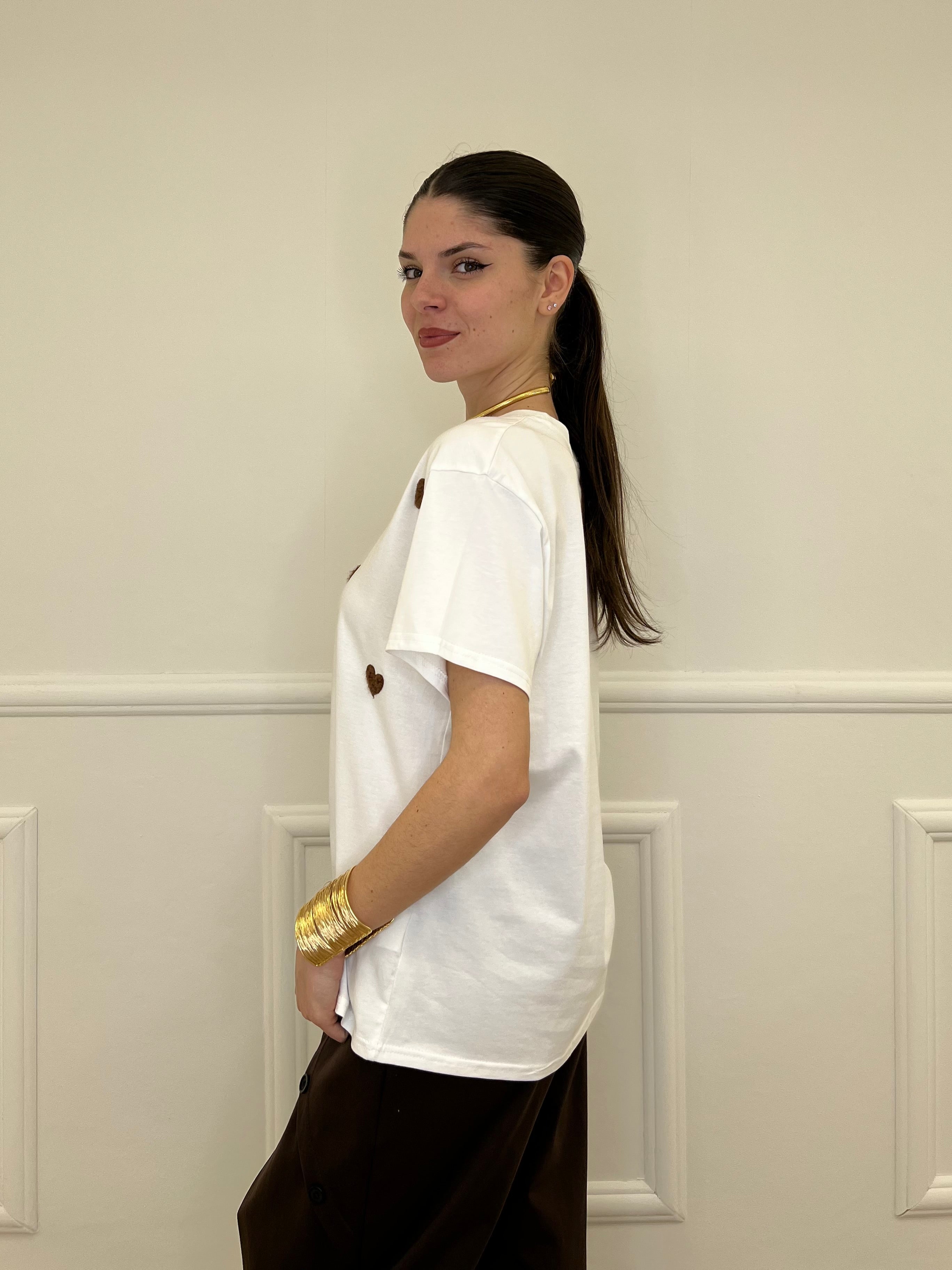 T-shirt Over Con Ricamo Cuori 12659