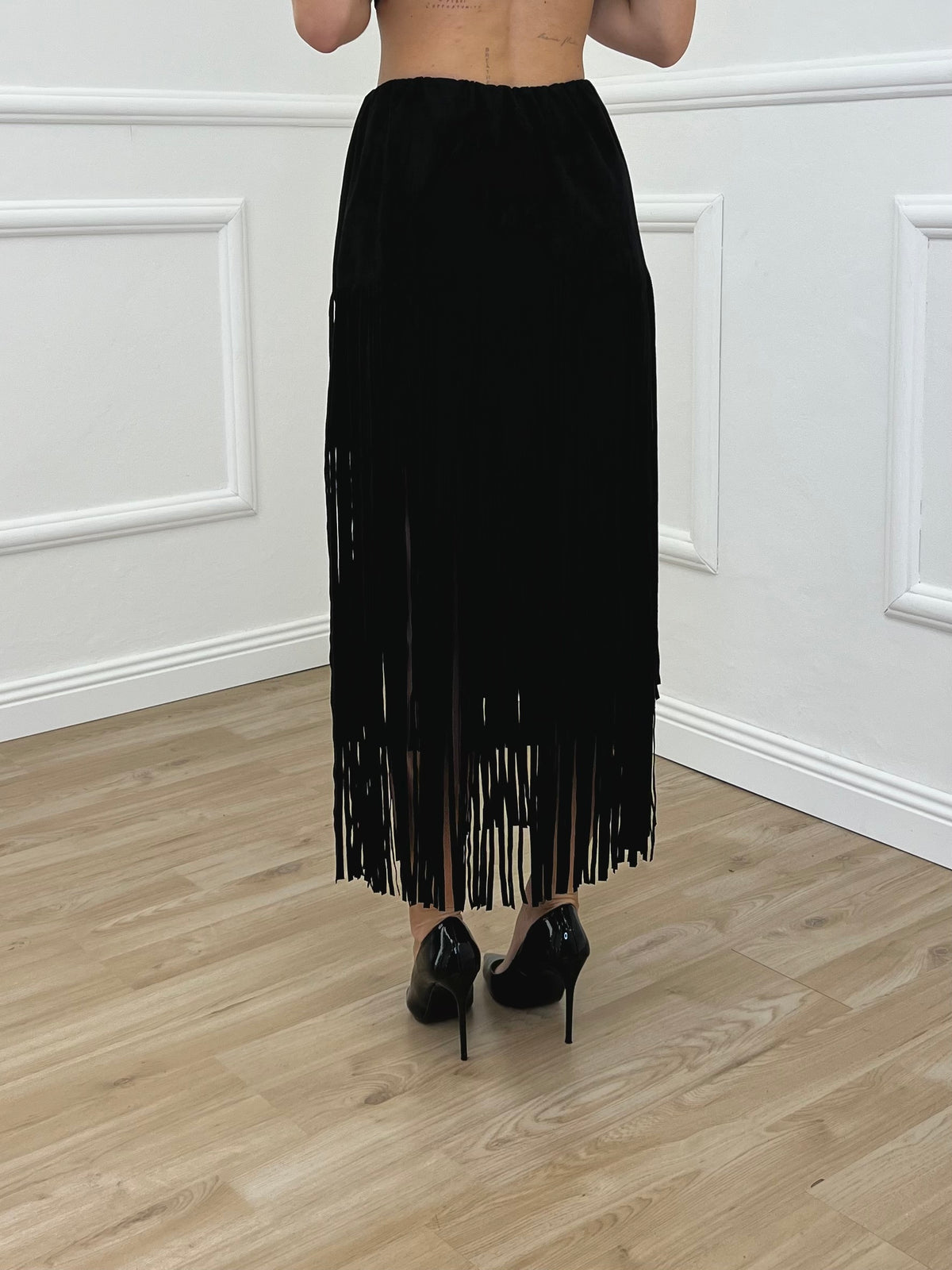 Gonna Scamosciata Frange 5307 Nero