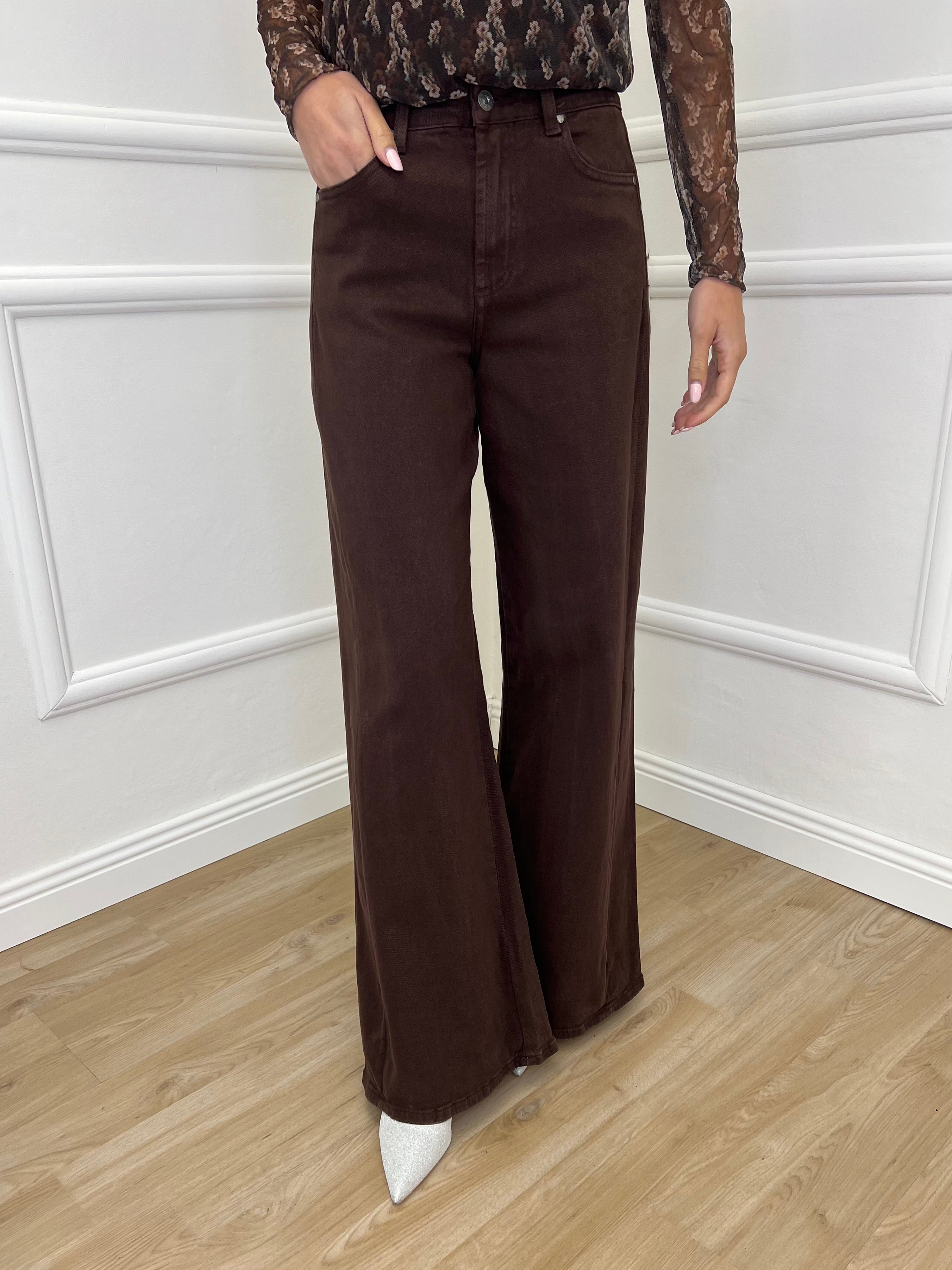 Jeans a Palazzo 2297 Marrone