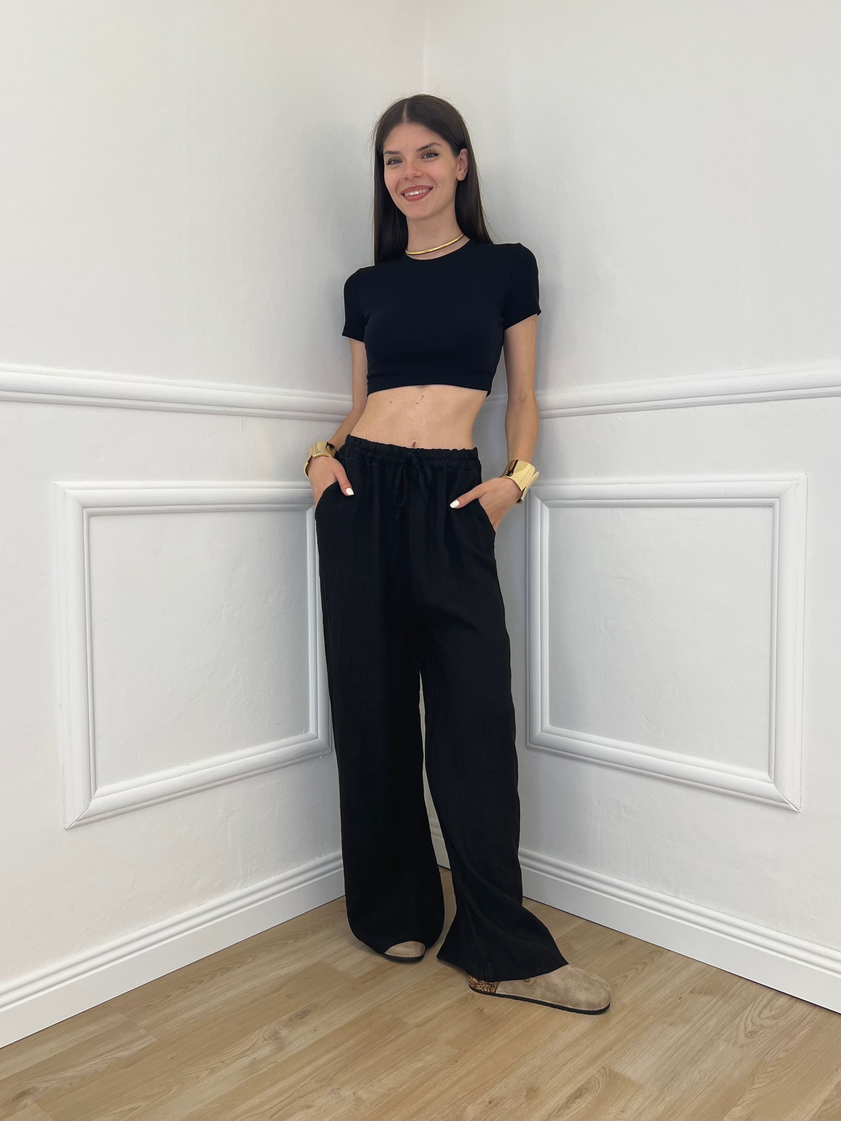Pantalone Palazzo Lino I586 Nero