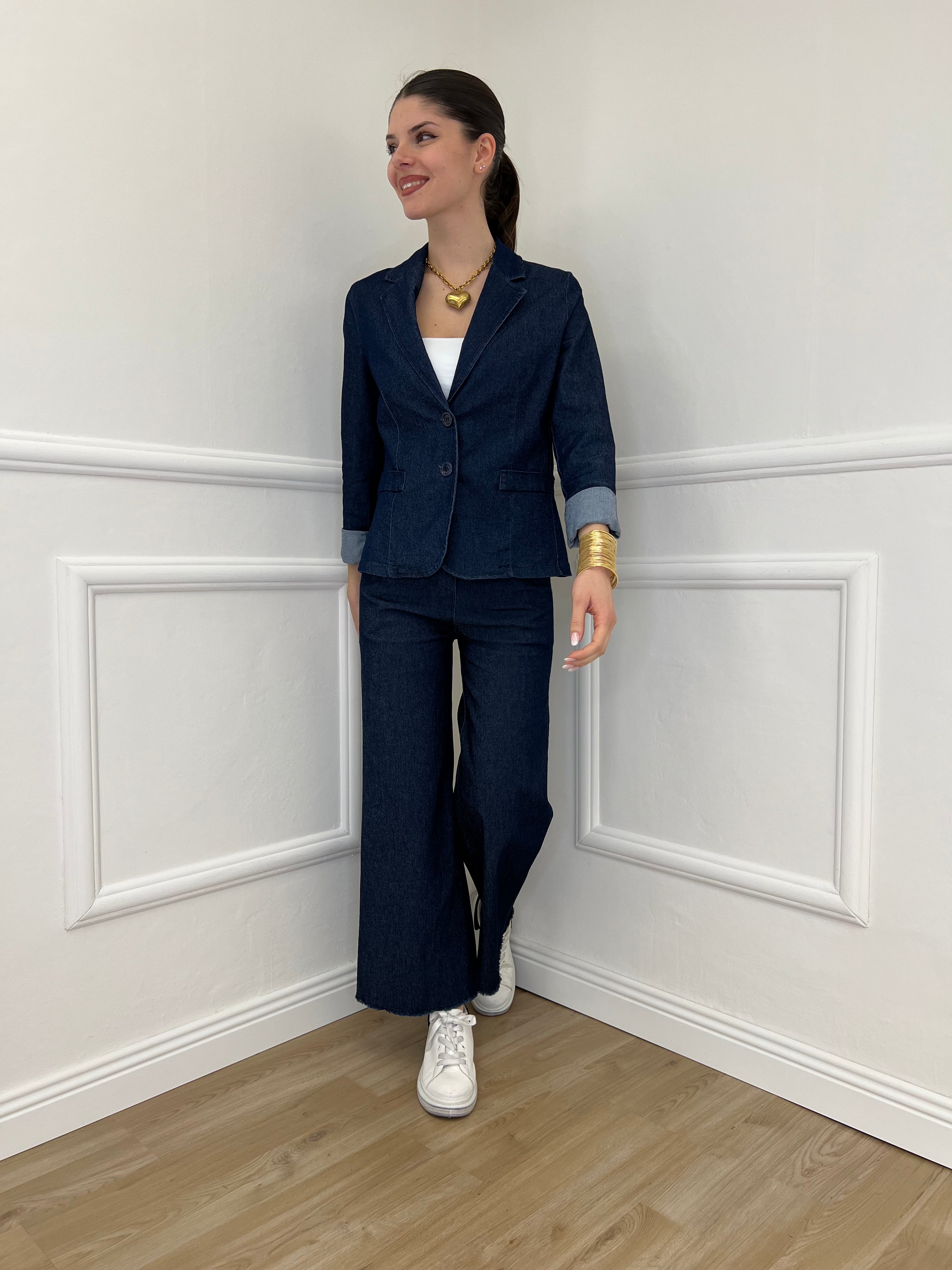 Pantalone Chambray Sfrangiato 5657 Blu