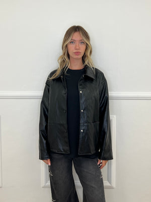 Giubbino Over Ecopelle G2651 Nero