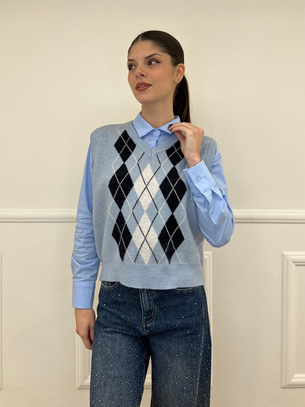 Gilet Losanghe 261711 Azzurro