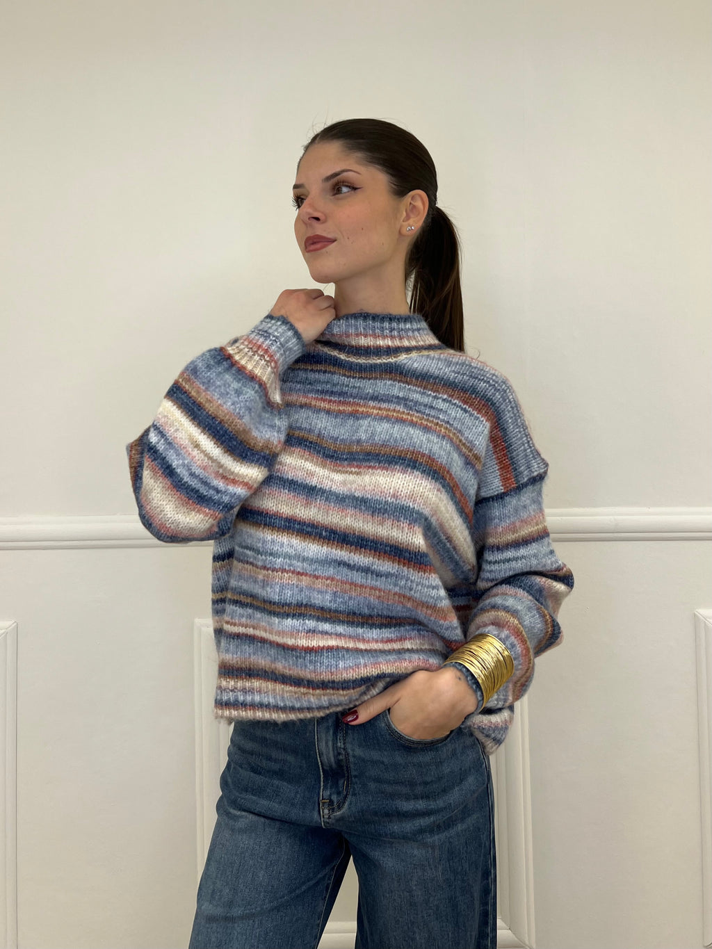 Maglia Over Multicolor 25215 Azzurro