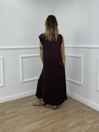 Vestito In Raso di Viscosa A00850 Marrone