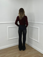 Maglia Trecce Scollo a V 1237 Bordeaux