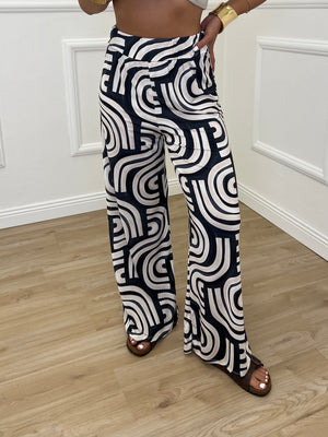 Pantalone Jersey Geometrico 9078 Nero