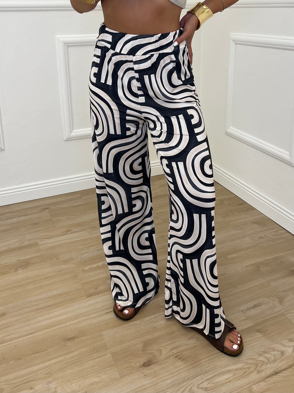 Pantalone Jersey Geometrico 9078 Nero