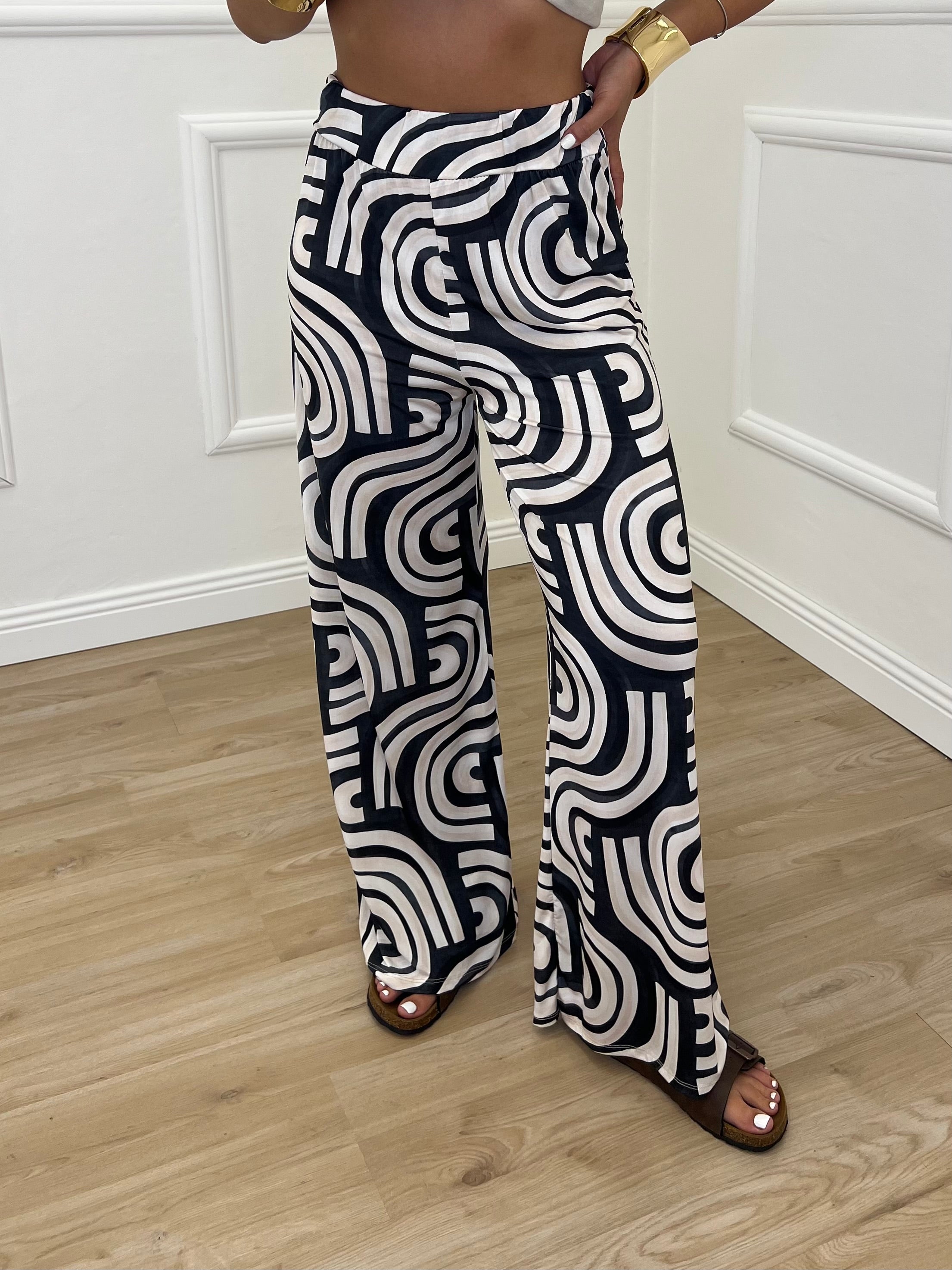 Pantalone Jersey Geometrico 9078 Nero