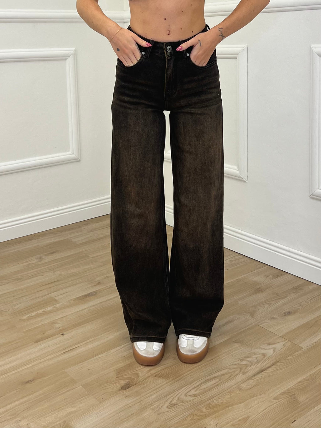 Jeans Straight Stonewash 5132 Marrone