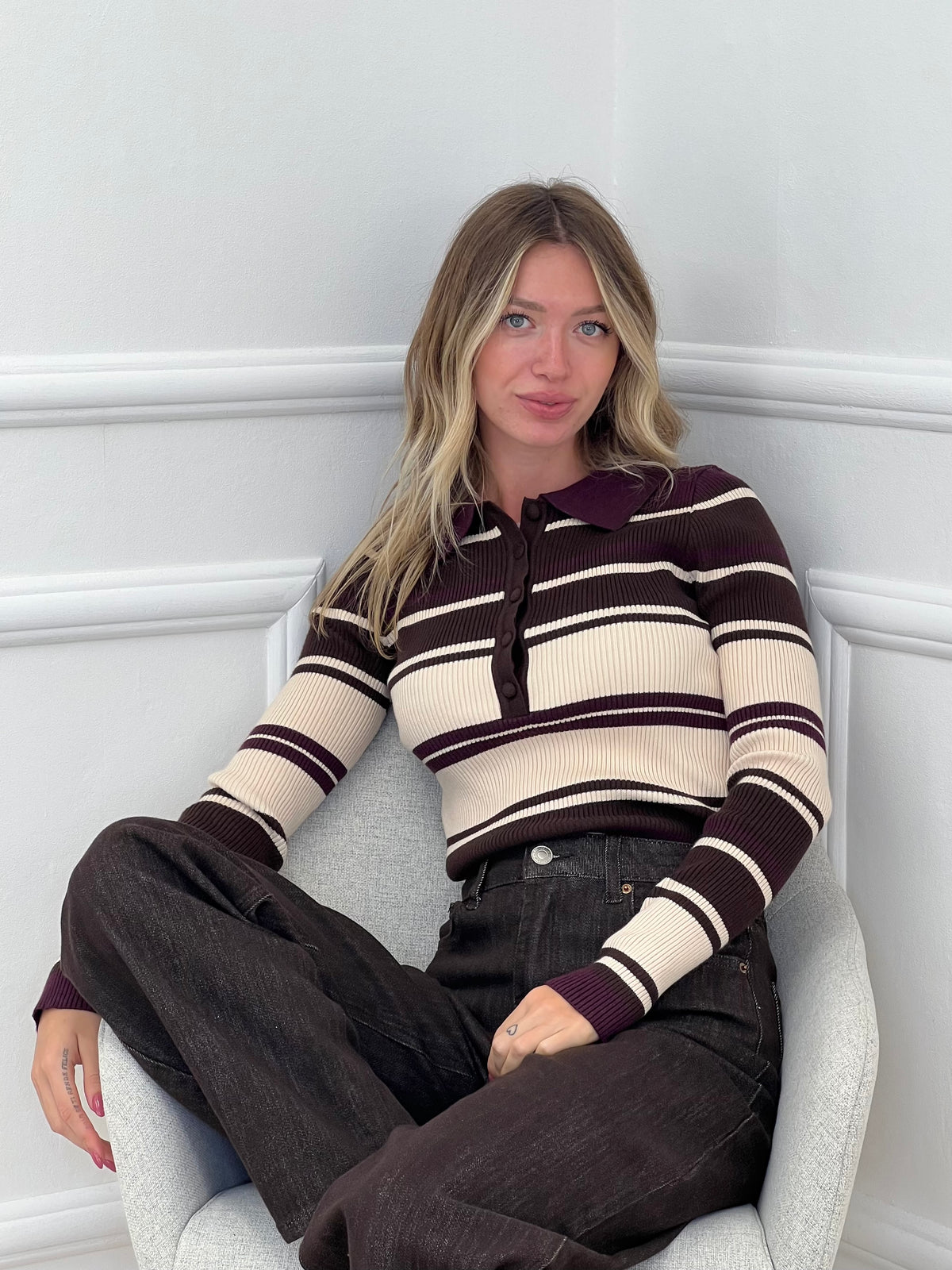 Polo a Righe 5530 Burgundy