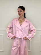 Trench Crop Doppiopetto Bande 7803 Rosa