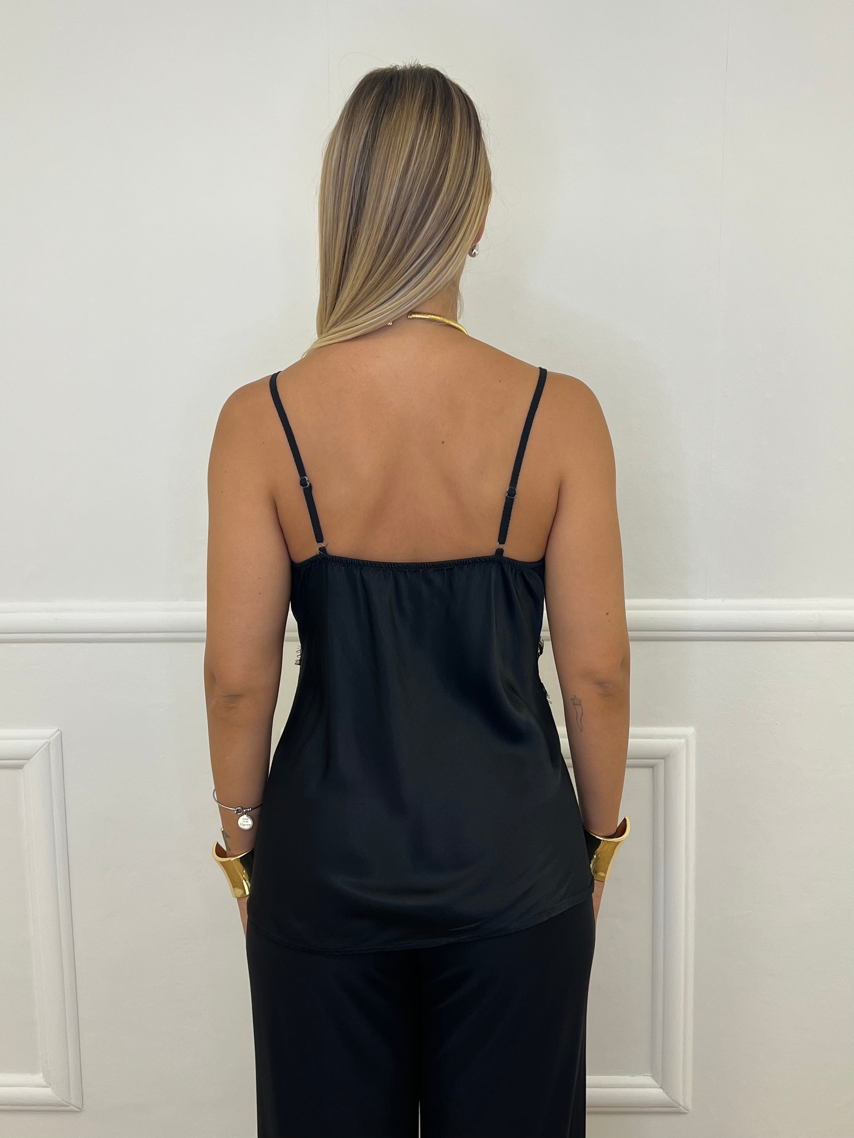 Top In Raso Con Pizzo 80228 Nero