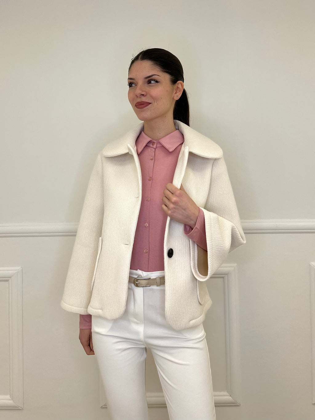 Giacca Neoprene Colletto 26088 Panna