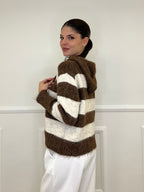 Felpa Mohair Righe 26001 Marrone