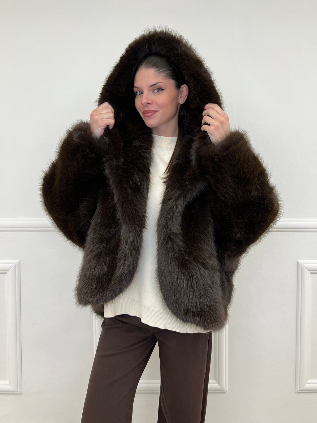 Pelliccia Cappuccio 9422 Moro