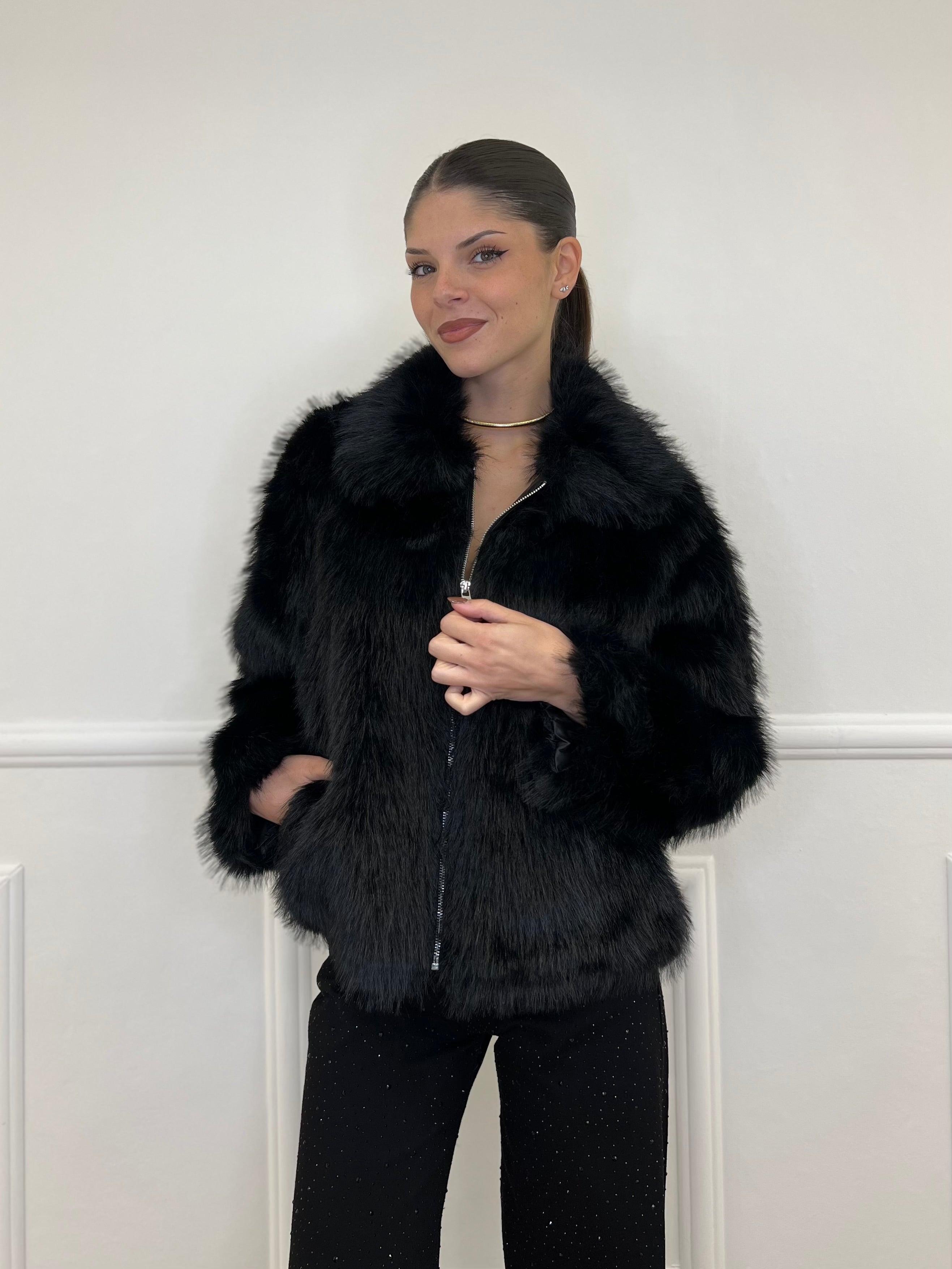 Pelliccia Zip C058 Nero