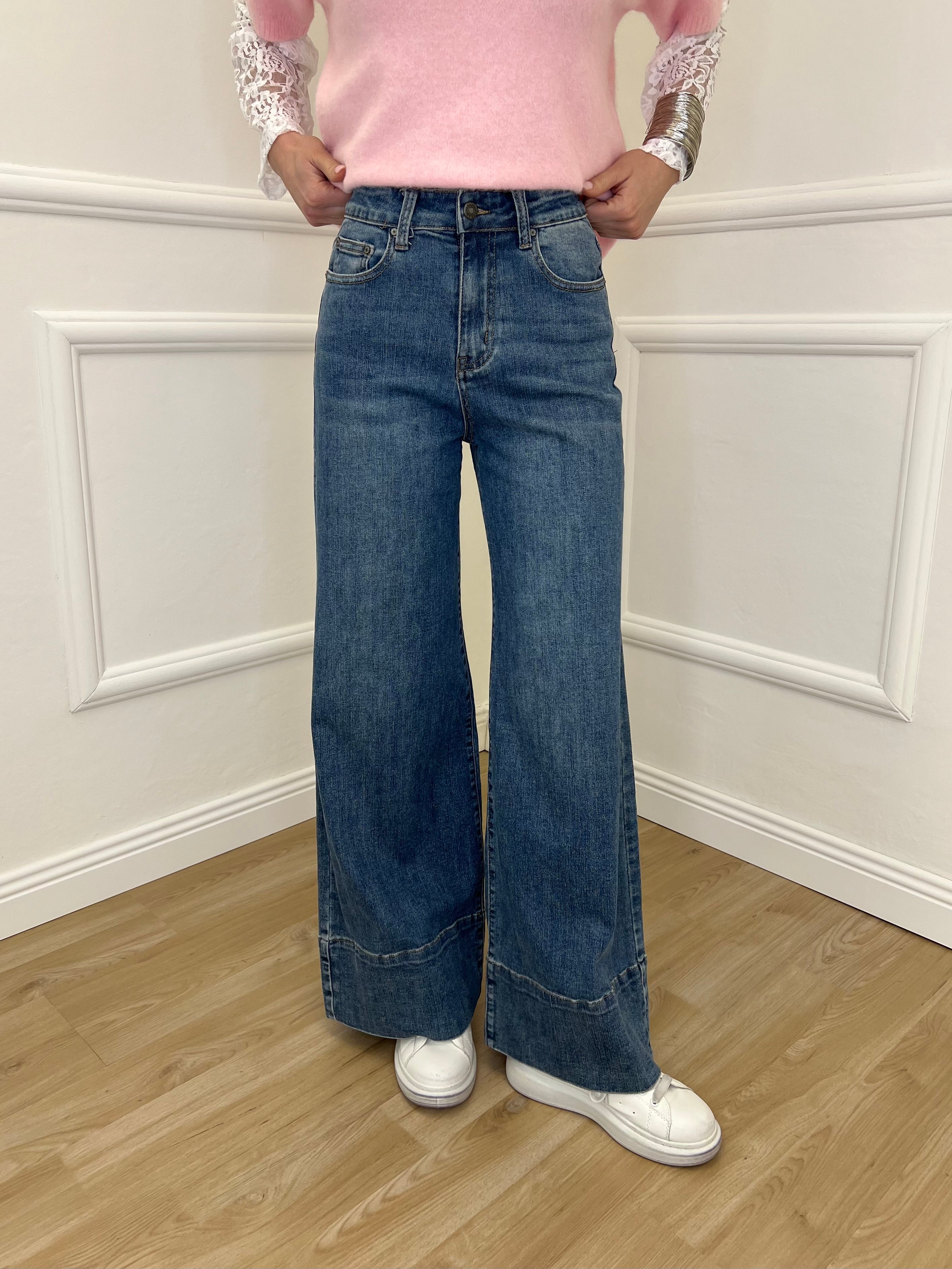 Jeans Wide Leg Orlo JK2001 Azzurro