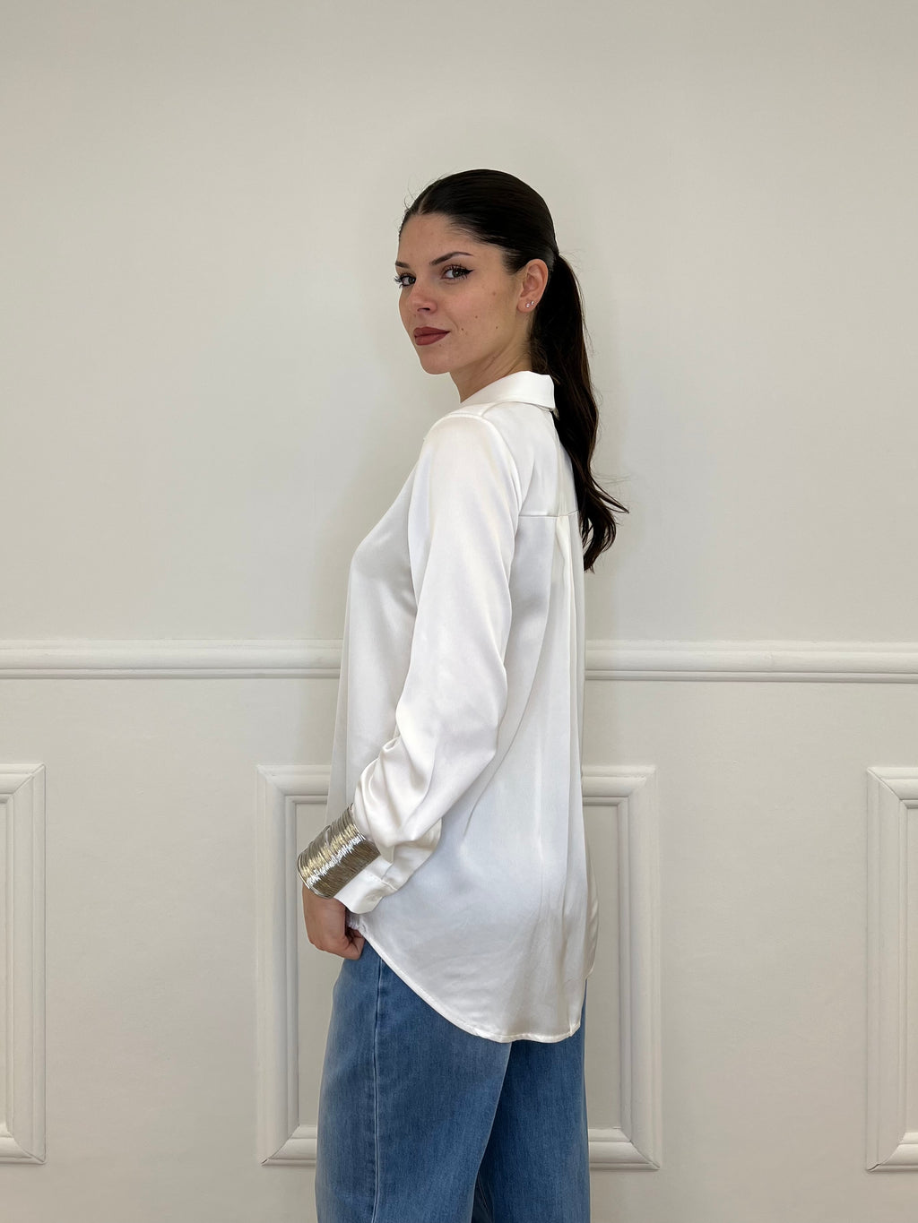 Camicia Basic in Satin 24244 Bianco