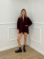 Maxi Giacca in Panno con Zip 5075 Burgundy