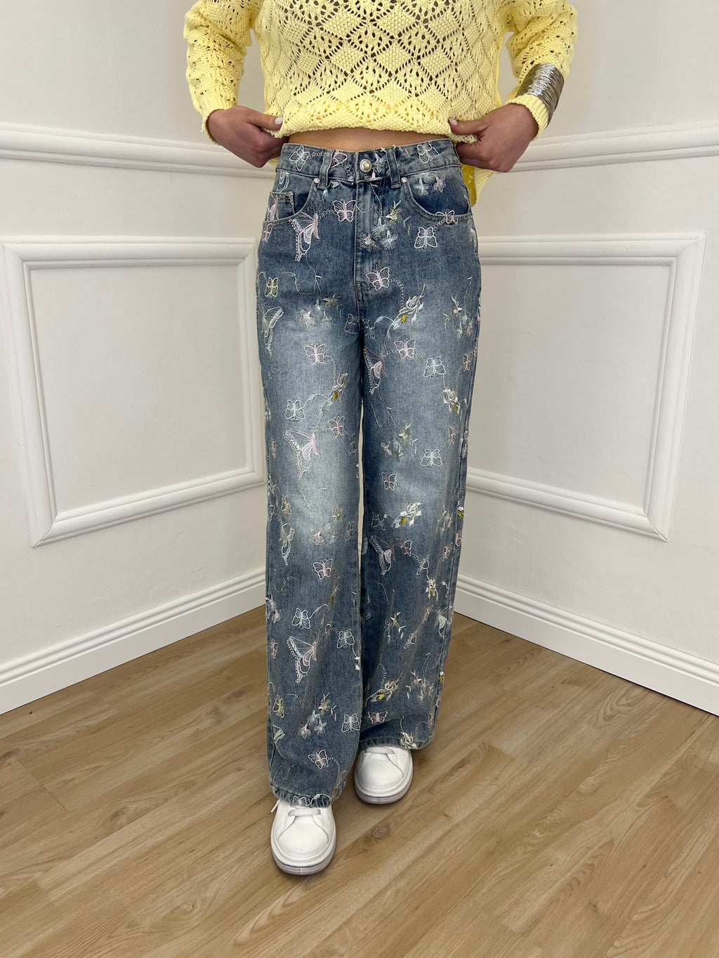 Jeans Con Ricami e Paillettes MC5329