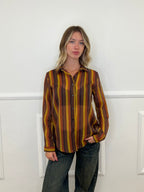 Camicia in Tencel a Righe 3957 Marrone