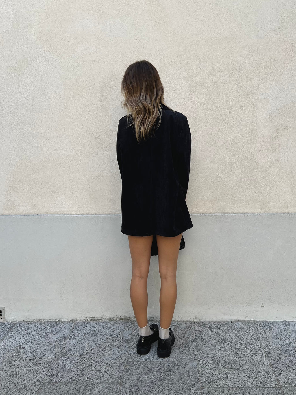 Blazer Corduroy con Ricami A8037 Nero
