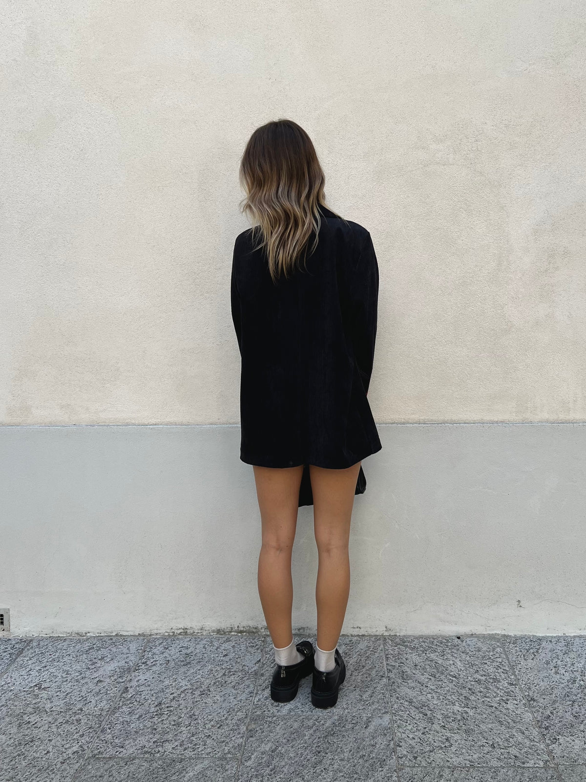 Blazer Corduroy con Ricami A8037 Nero